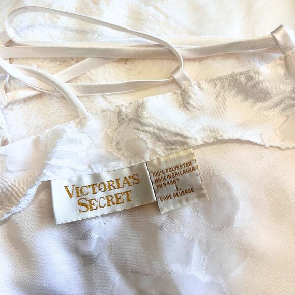 Vintage Victoria’s Secret White Satin Floral Slip Dress Bridal Y2K Honeymoon - Picture 7 of 7